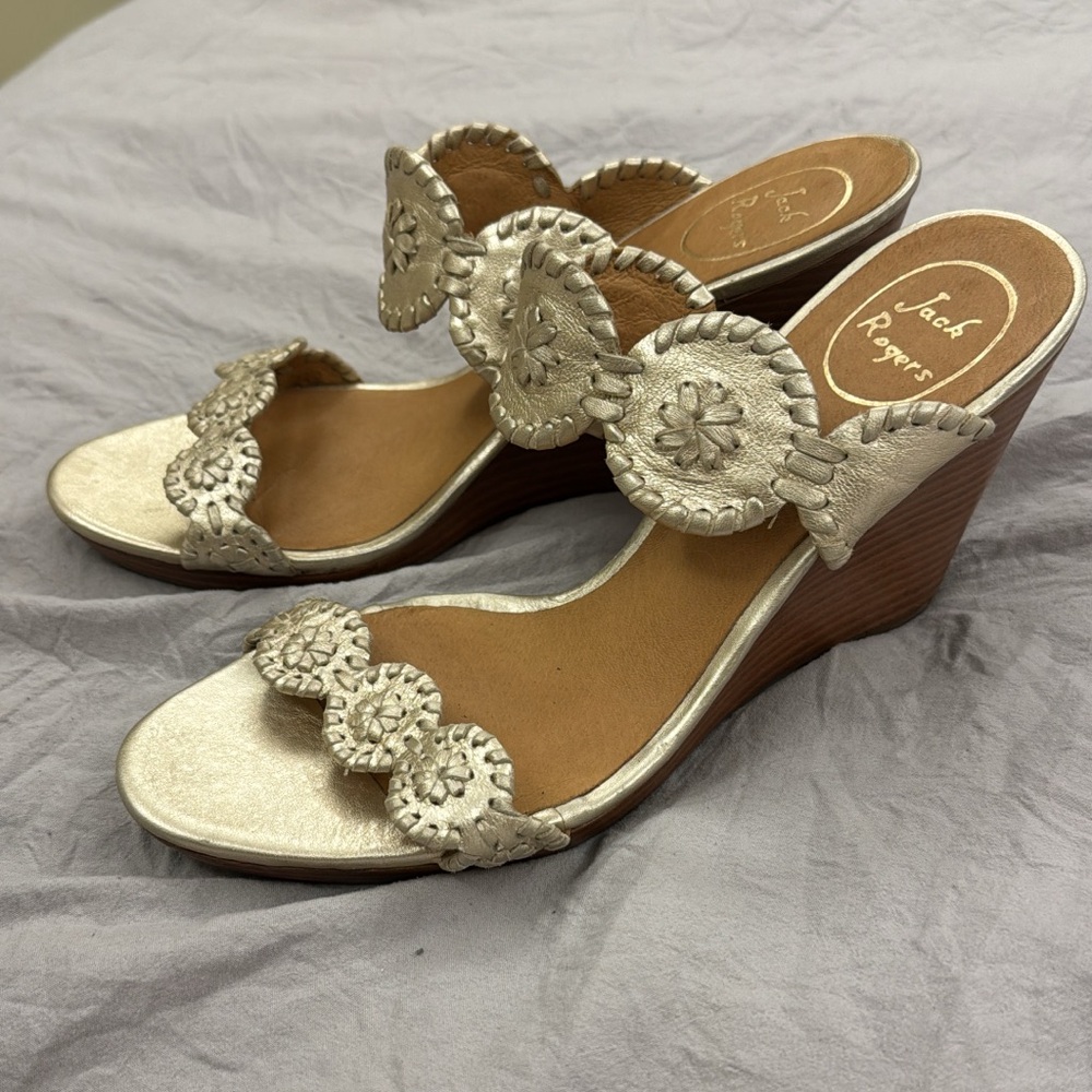 Jack Rogers gold wedges. 9.5. The perfect summer shoe!